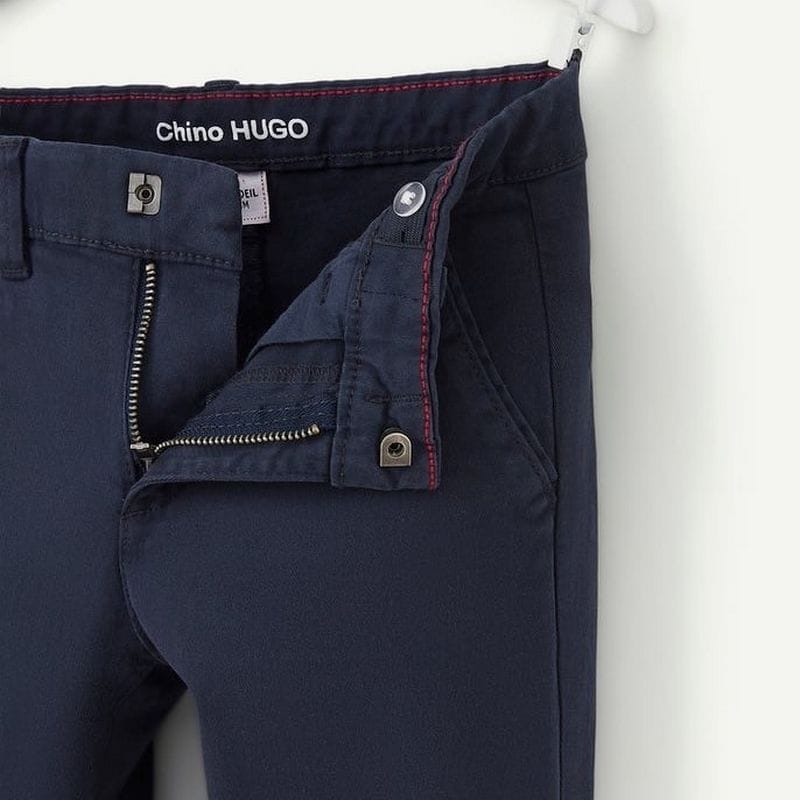 خرید شلوار کتان پسرانه سرمه ای راسته با کمربند راحت، خوش دوخت و مناسب مدرسه