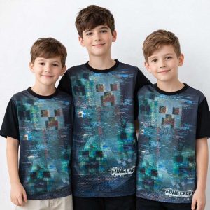 تیشرت بچه گانه پسرانه طرح ماینکرافت مشکی کد0024