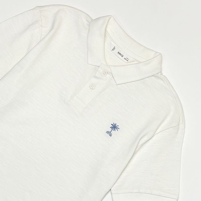 تیشرت سفید پسرانه یقه دار برند منگو کد657