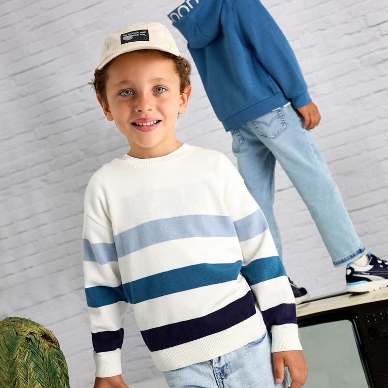 پلیور بچه گانه پسرانه بافت راه راه