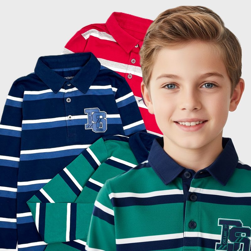 بلوز پسرانه اسپرت یقه دار طرح راه راه کد701