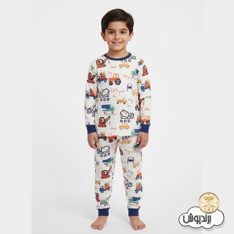 ست لباس پسرانه شیک و راحتی بچگانه نخی طرح ماشین برند جرج George