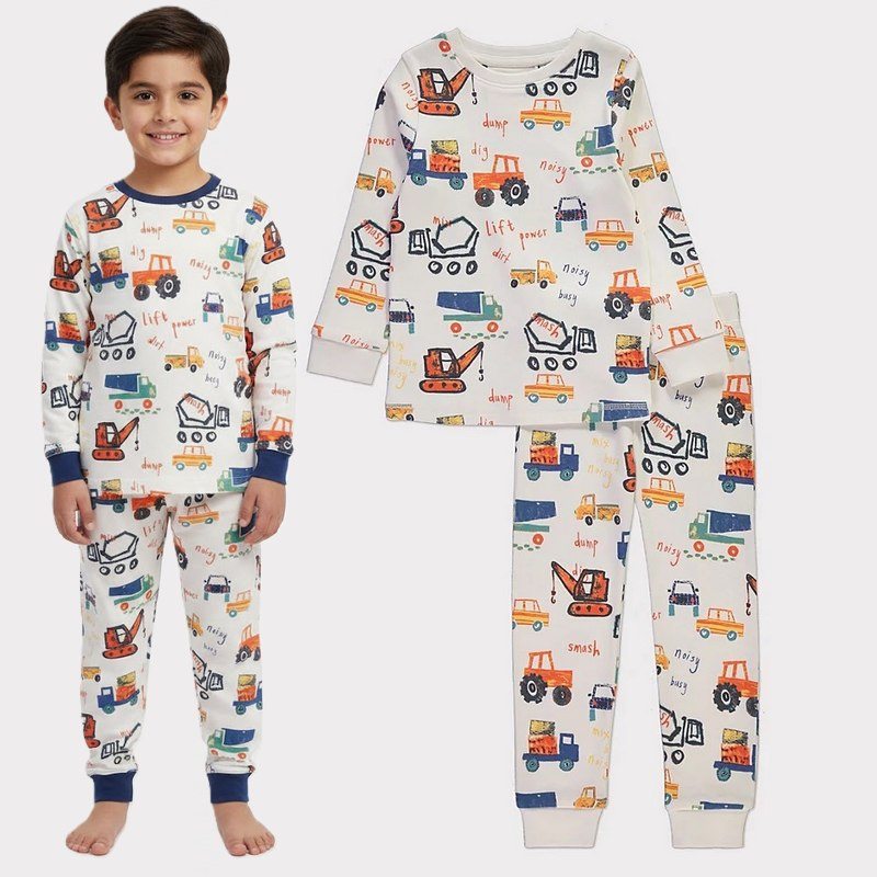 ست بلوز و شلوار بچگانه راحتی نخی طرح ماشین کد723