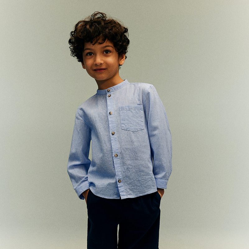 پیراهن لینن یقه دیپلمات پسرانه برند H&M کد9911
