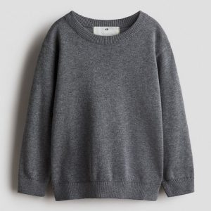 بلوز بافت پسرانه شیک و ساده برند H&M طوسی تیره