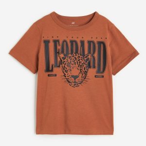 تیشرت بچگانه پسرانه قهوه ای برند H&M اورجینال