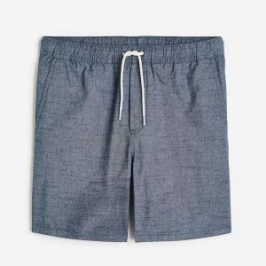 شلوارک پسرانه H&M آبی کتان کاغذی کمر کش وارداتی