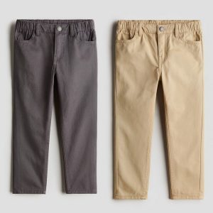 شلوار کتان بچه گانه پسرانه برند H&M مدل راسته در دو رنگ کاربردی