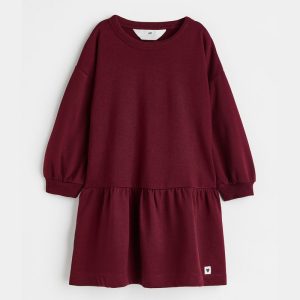 پیراهن دخترانه دورس پاییزه زرشکی برند H&M