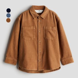 پیراهن مخمل کبریتی پسرانه H&M قهوه ای سرمه ای آبی