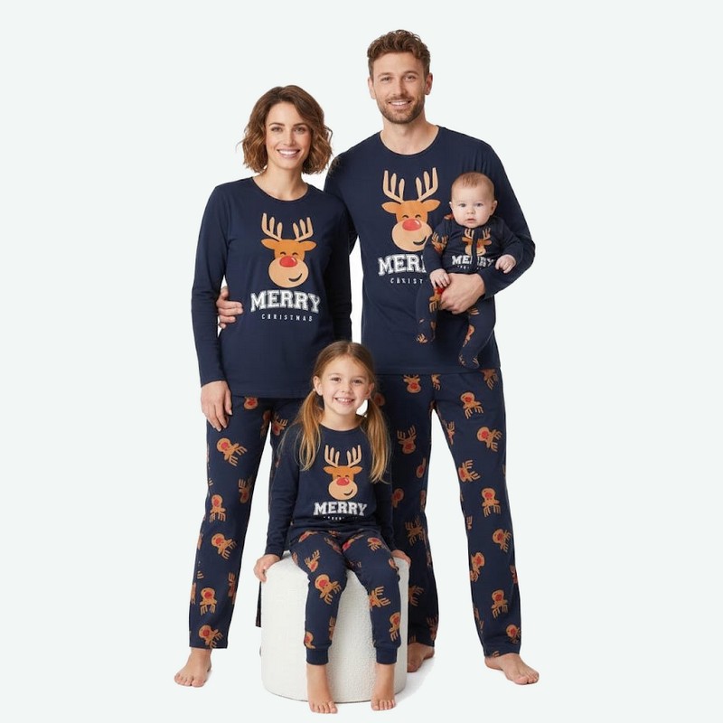 لباس ست خانوادگی راحتی طرح کریسمس برند اسمارا